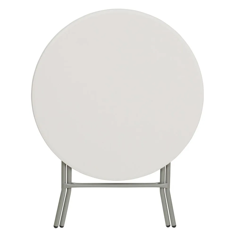 2.63-Foot Round Granite In White Plastic Folding Table By Flash Furniture