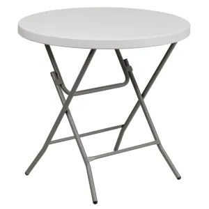 2.63-Foot Round Granite In White Plastic Folding Table By Flash Furniture