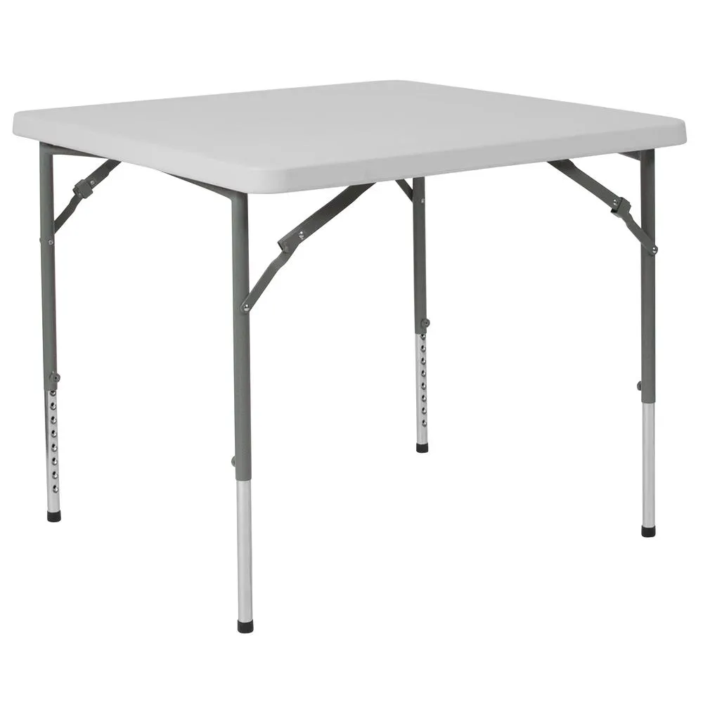 2.79-Foot Square Height Adjustable Granite White Plastic Folding Table By Flash Furniture