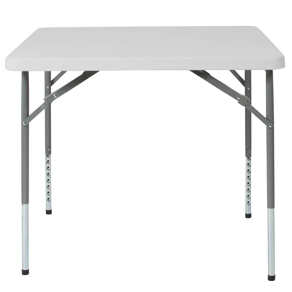 2.79-Foot Square Height Adjustable Granite White Plastic Folding Table By Flash Furniture