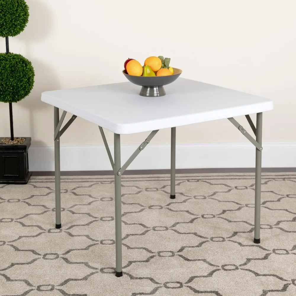 2.85-Foot Square Granite White Plastic Folding Table By Flash Furniture