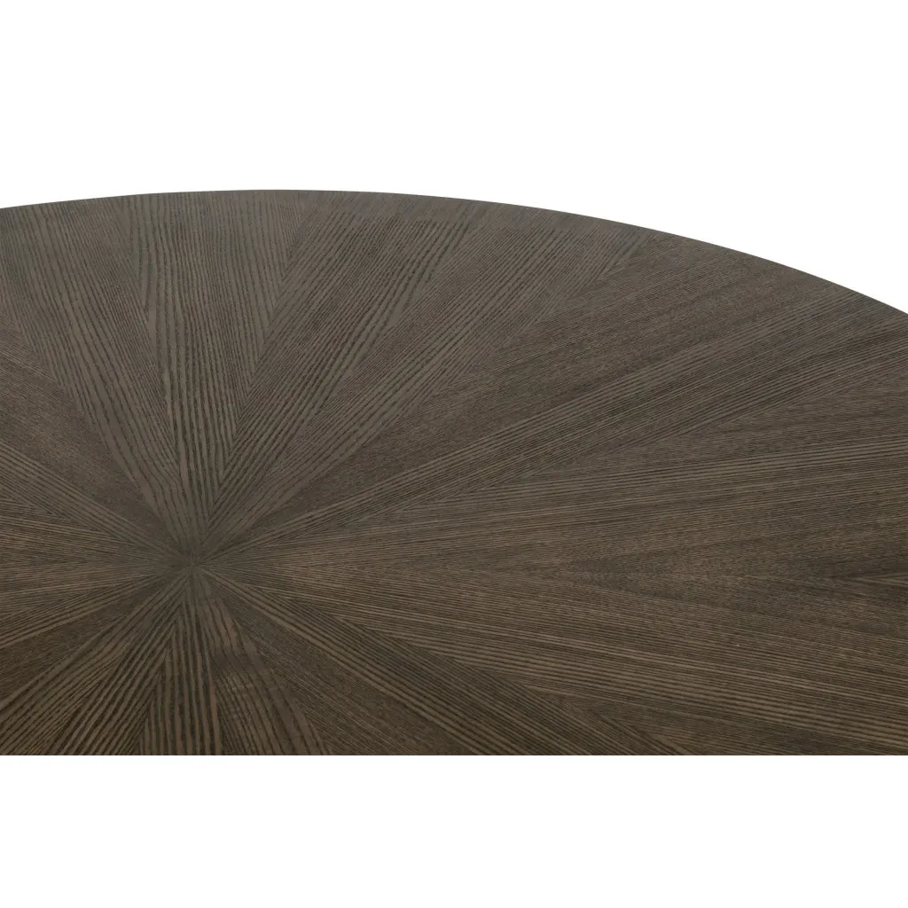 42 Inch Dining Table, Round Top, Modern Pedestal Base, Brushed Brown Finish By Casagear Home