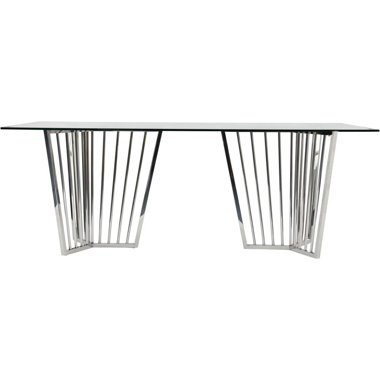 Abington Stainless Steel Frame and Clear Glass Dining Table 200cm