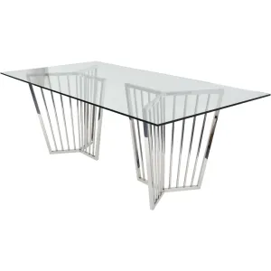 Abington Stainless Steel Frame and Clear Glass Dining Table 200cm