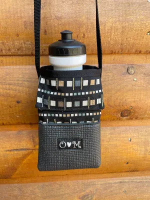 Ajax Black Water Bottle Holder/purse- Geometric