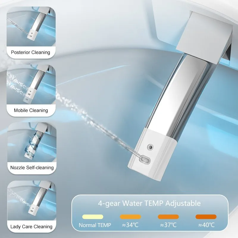 Allsumhome Smart Toilet with 85MM Wider Bidet Seat, Smart Toilet with Bidet Built in, Voice Control, Bubble Shield, AUTO Dual Flush,Tankless Toilet with Warm Air Dryer, Wireness Remote Control, White