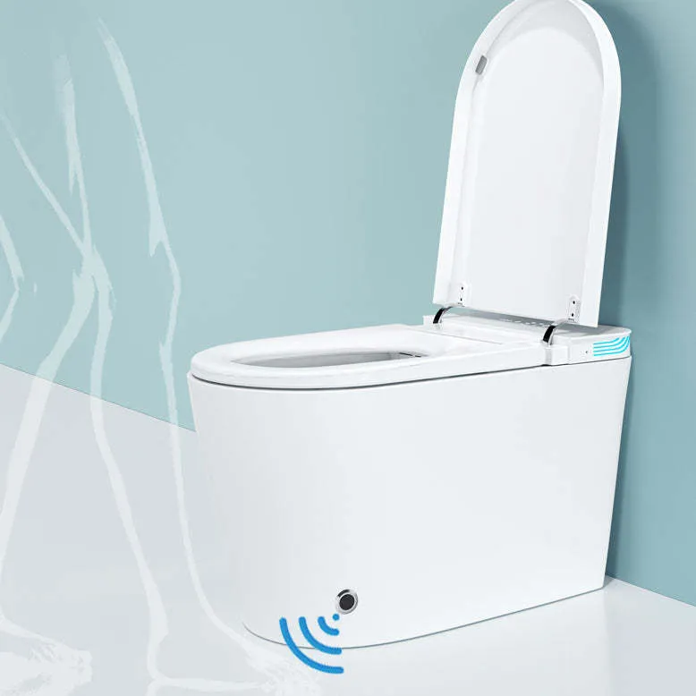 Allsumhome Smart Toilet with 85MM Wider Bidet Seat, Smart Toilet with Bidet Built in, Voice Control, Bubble Shield, AUTO Dual Flush,Tankless Toilet with Warm Air Dryer, Wireness Remote Control, White