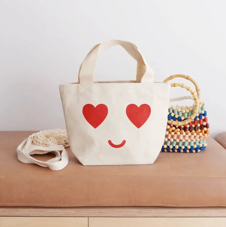 Alphabet Bags Little Canvas Bag - Heart Eyes