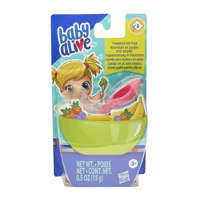 Baby Alive Powdered Doll Food Refill, Includes 5 Doll-Food Packets, 1 Spoon, Toy Accessories for Kids Ages 3 Years Old and Up