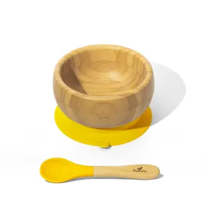 Bamboo & Silicone Baby Suction Bowl   Spoon - yellow