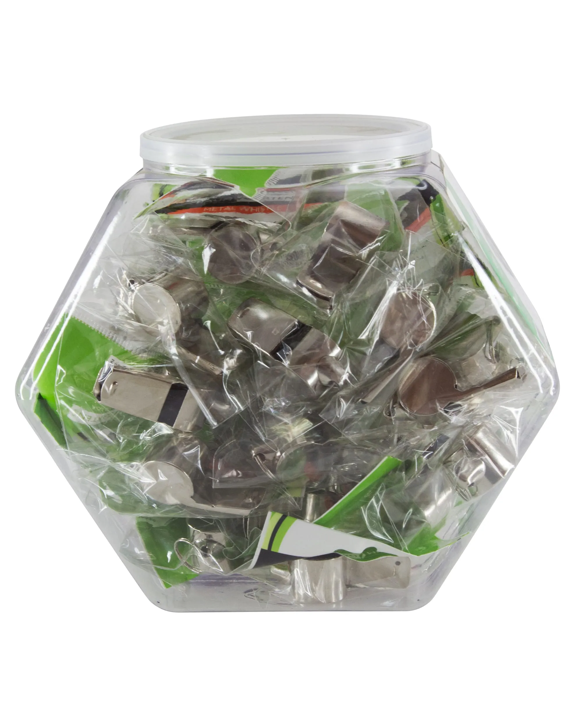 Baumgartens Whistle Hexagonal Tub Display of 36 CHROME (20129)