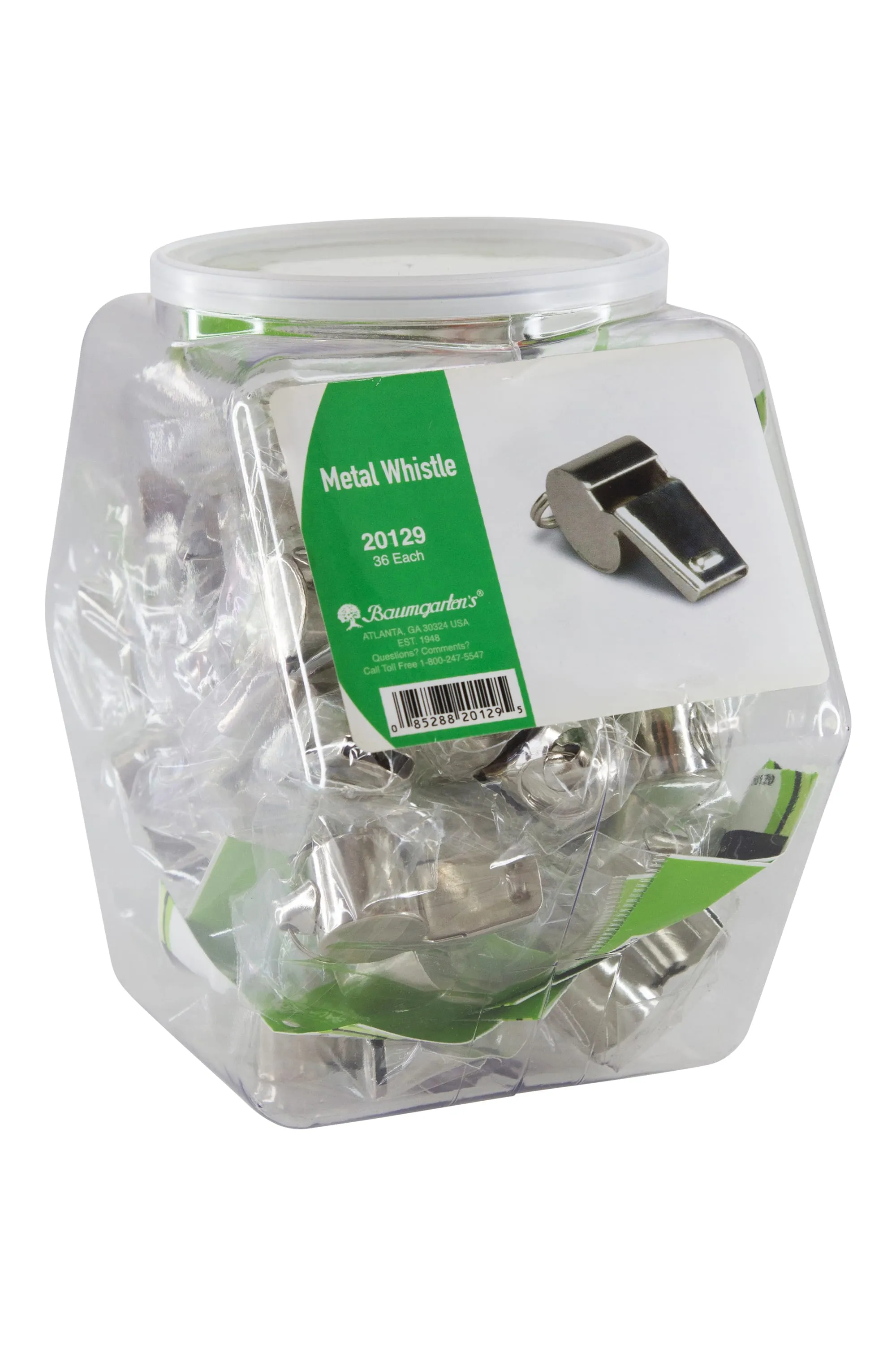 Baumgartens Whistle Hexagonal Tub Display of 36 CHROME (20129)