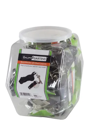 Baumgartens Whistle with Lanyard Hexagonal Tub Display of 24 CHROME (20119)