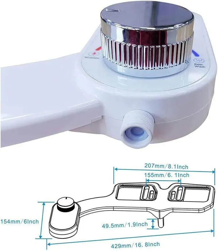 Bidet -  Fresh Water Dual Spray Kit - Non Electric - Toilet Seat Attachment - Cold Wash