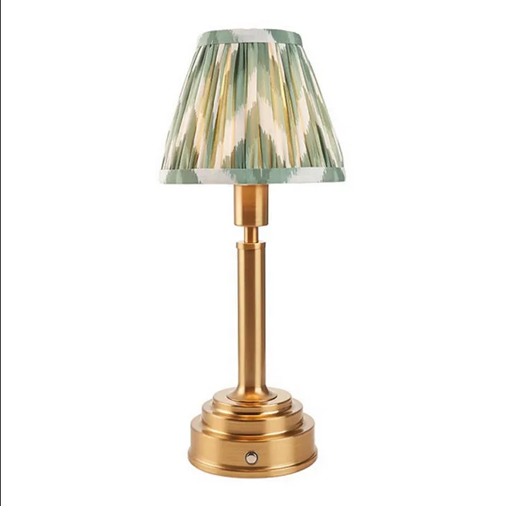 Brushed Gold Rechargeable Touch Lamp With Chevron Pleated Shade - Mix & Match