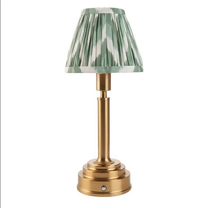 Brushed Gold Rechargeable Touch Lamp With Chevron Pleated Shade - Mix & Match