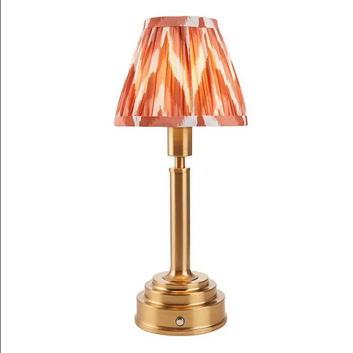 Brushed Gold Rechargeable Touch Lamp With Chevron Pleated Shade - Mix & Match