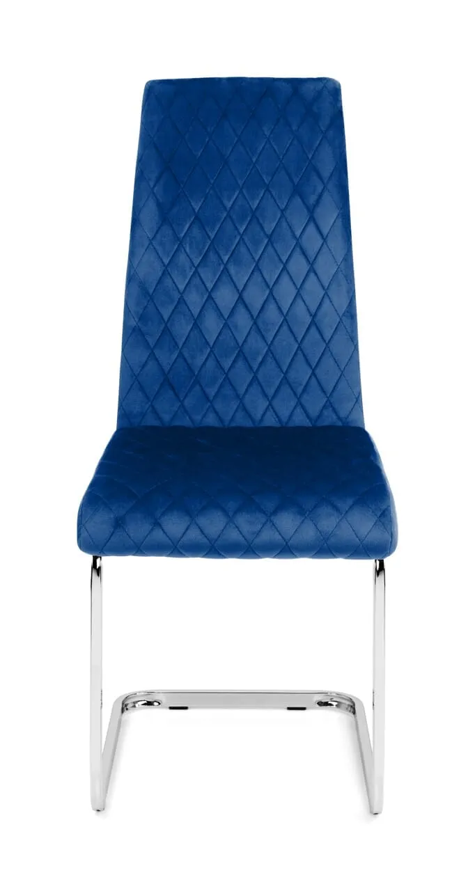 Calabria Velvet Cantilever Chair - Blue (Set of 4)