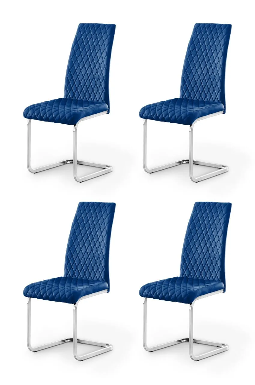 Calabria Velvet Cantilever Chair - Blue (Set of 4)