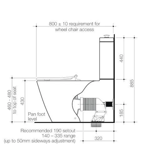 Caroma Care 800 Cleanflush Wall Faced Toilet Suite With Single Flap Seat