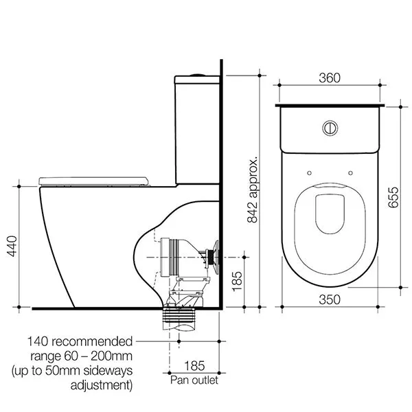 Caroma Urbane II Luxe Cleanflush Wall Faced Toilet Suite - Upgraded Seat Design