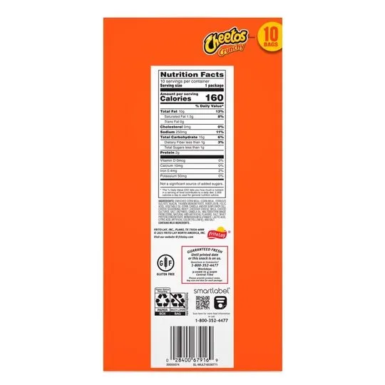 Cheetos Crunchy Cheese Flavored Snacks, 1 oz, 10 Count