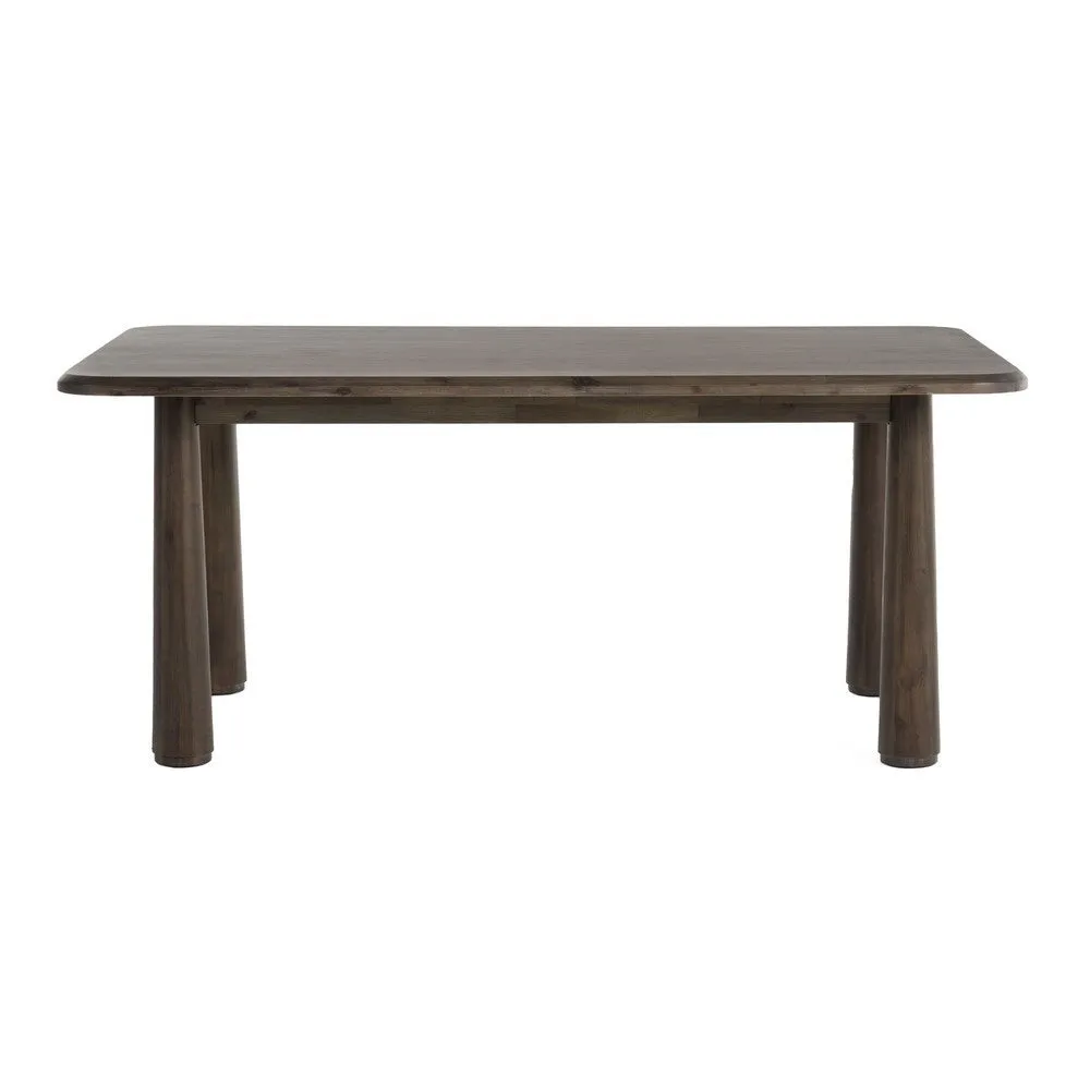 Cid Seby 71 Inch Dining Table, Rectangular Top, Espresso Brown Solid Wood By Casagear Home