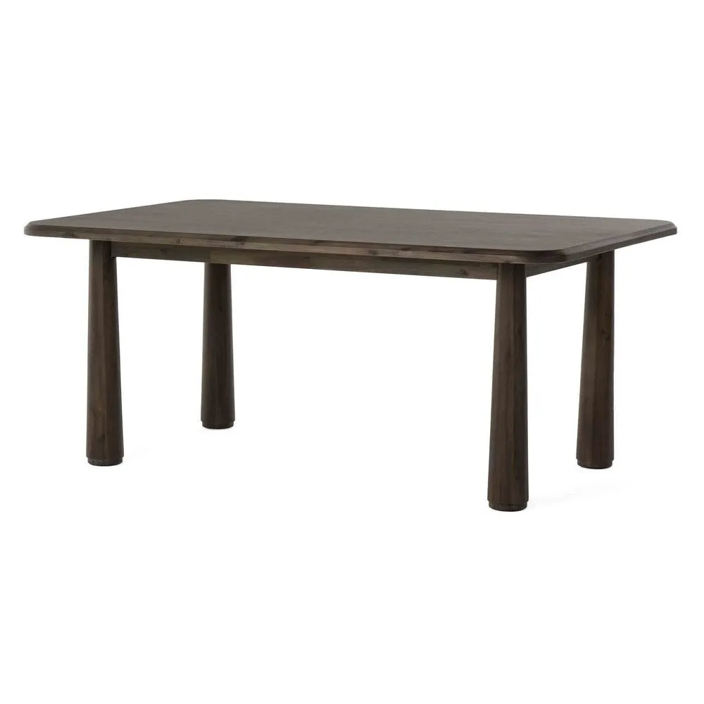 Cid Seby 71 Inch Dining Table, Rectangular Top, Espresso Brown Solid Wood By Casagear Home