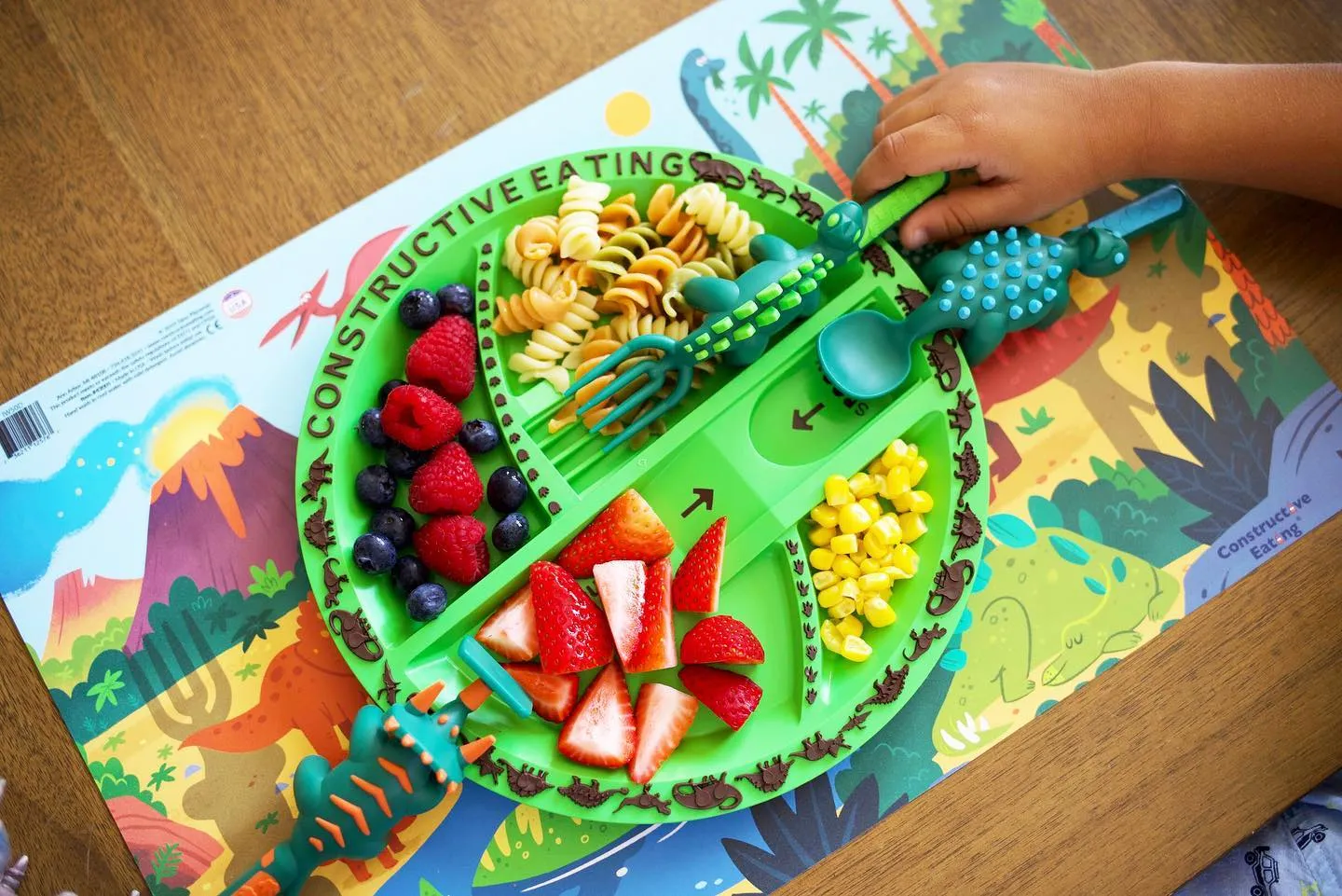 Constructive Eating - Dinosaur Plate, Utensils and Placemat Bundle