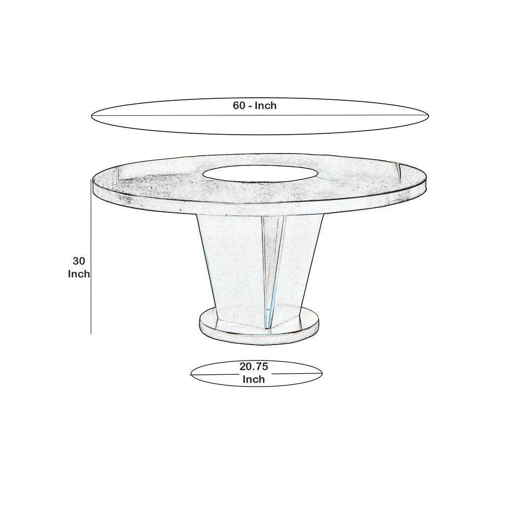 Contemporary Round Wooden Dining Table with Center Mirror, Espresso By Casagear Home