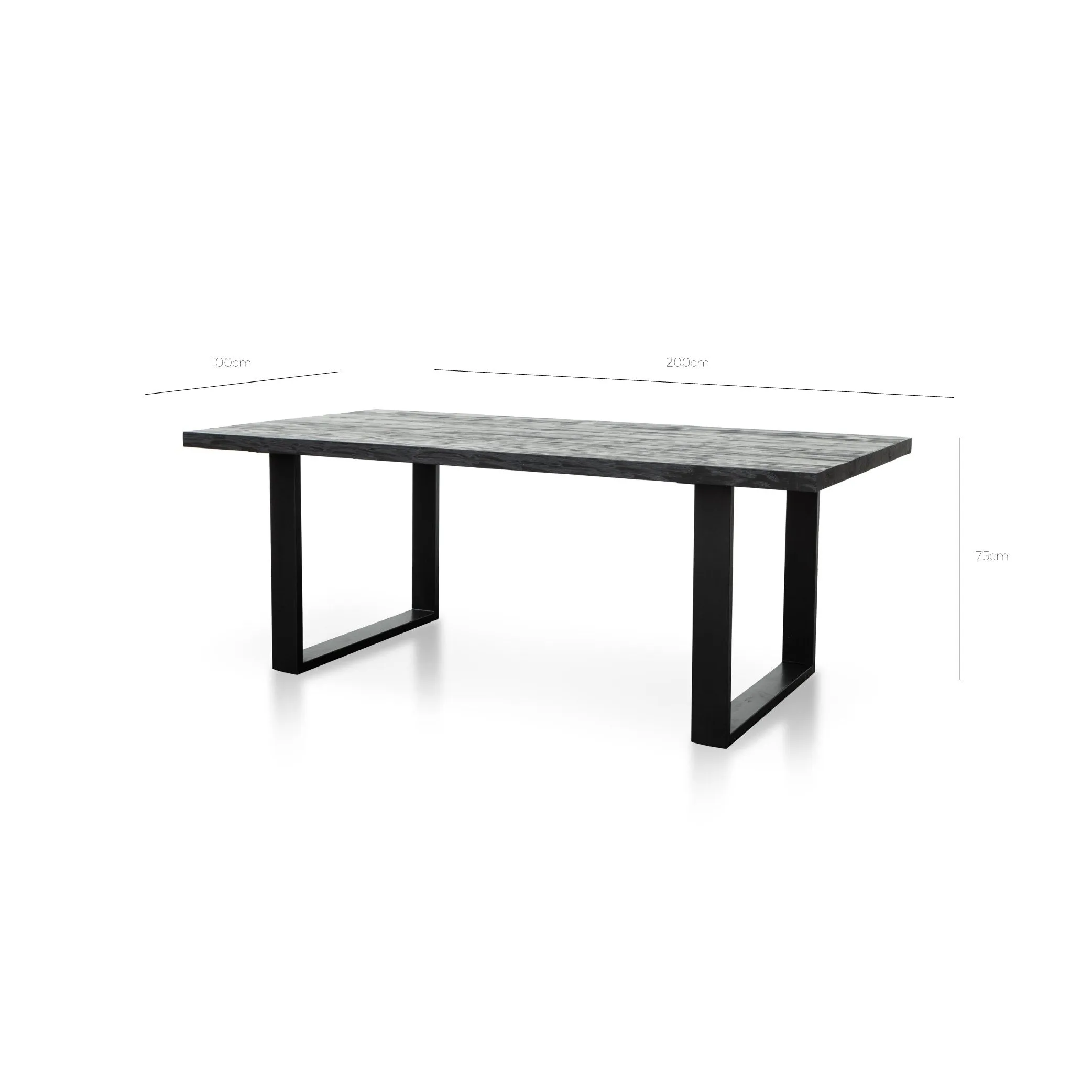 Craig 2m Reclaimed Wood Dining Table - Black