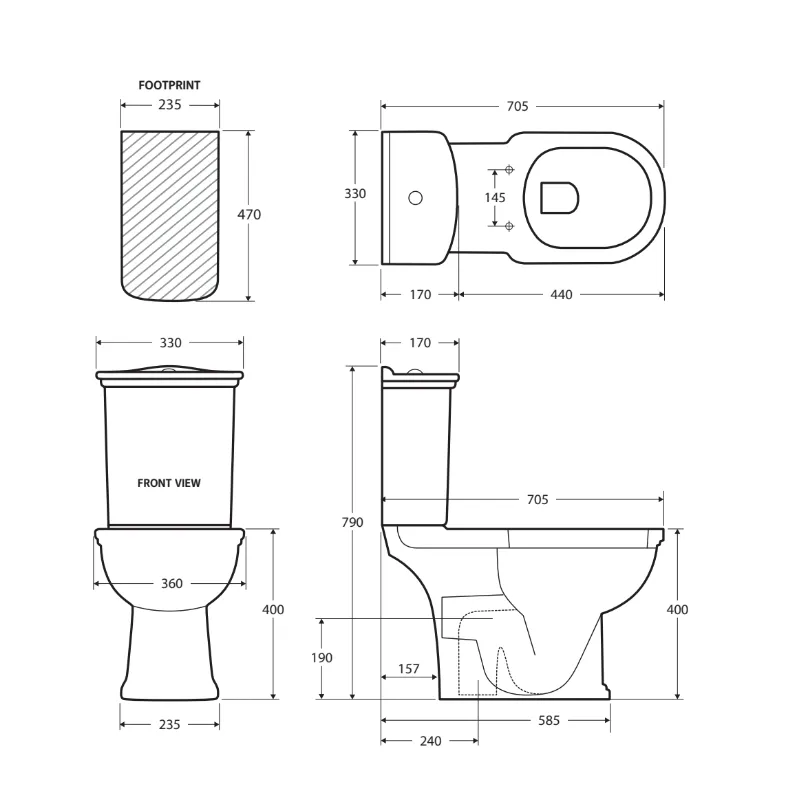 Fienza RAK Washington White Close-Coupled Toilet Suite