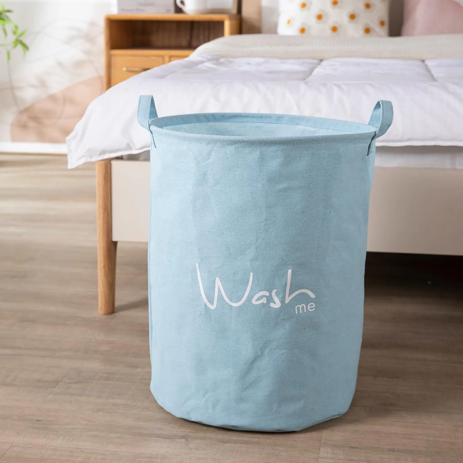 HOKIPO Folding Laundry Storage Basket - Large 46 Ltr, Blue