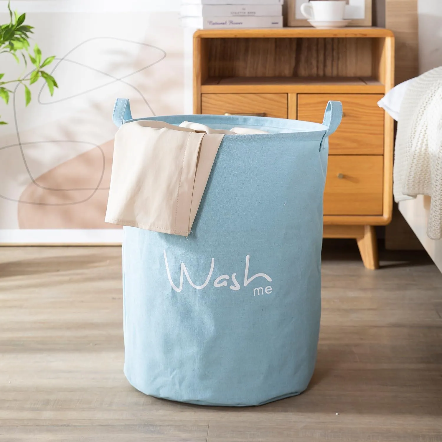 HOKIPO Folding Laundry Storage Basket - Large 46 Ltr, Blue