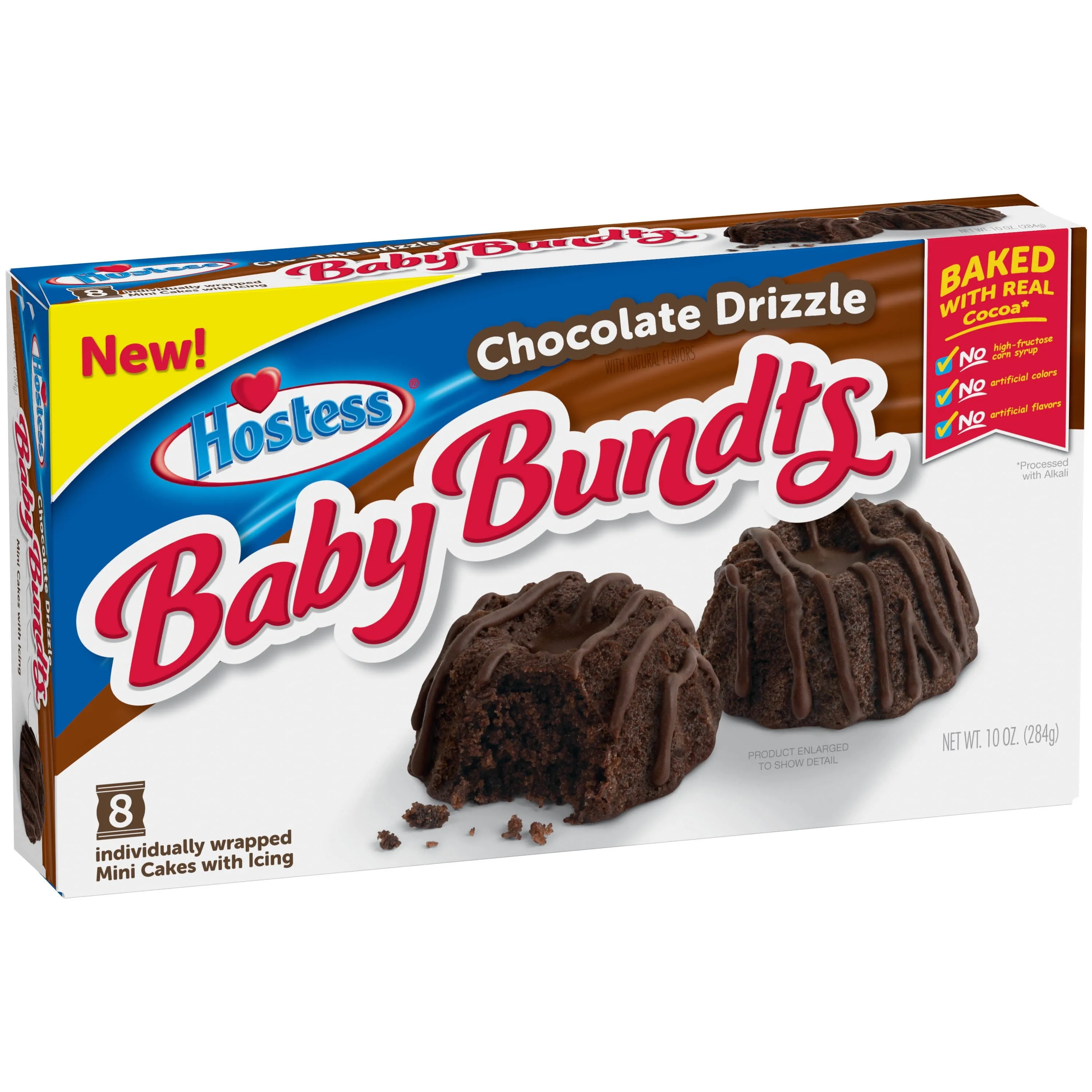 HOSTESS Chocolate Drizzle Baby Bundts, Mini Chocolate Bundt Cakes - 10 oz, 8 Count