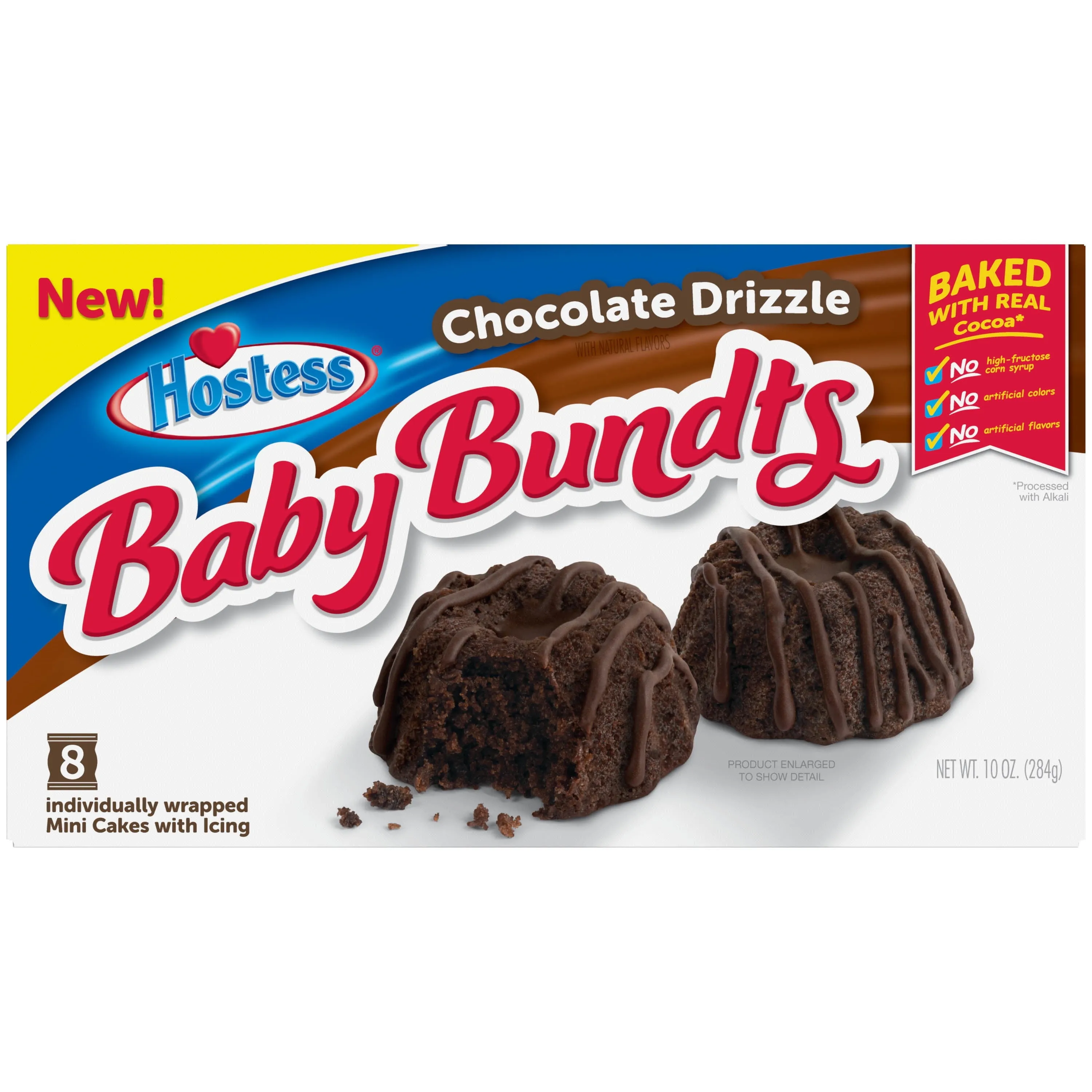 HOSTESS Chocolate Drizzle Baby Bundts, Mini Chocolate Bundt Cakes - 10 oz, 8 Count