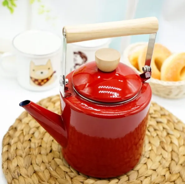 Hot Water, Tea Kettle Japanese Style Enamel 2.4 L Induction & Gas Stove Teapot Kettle