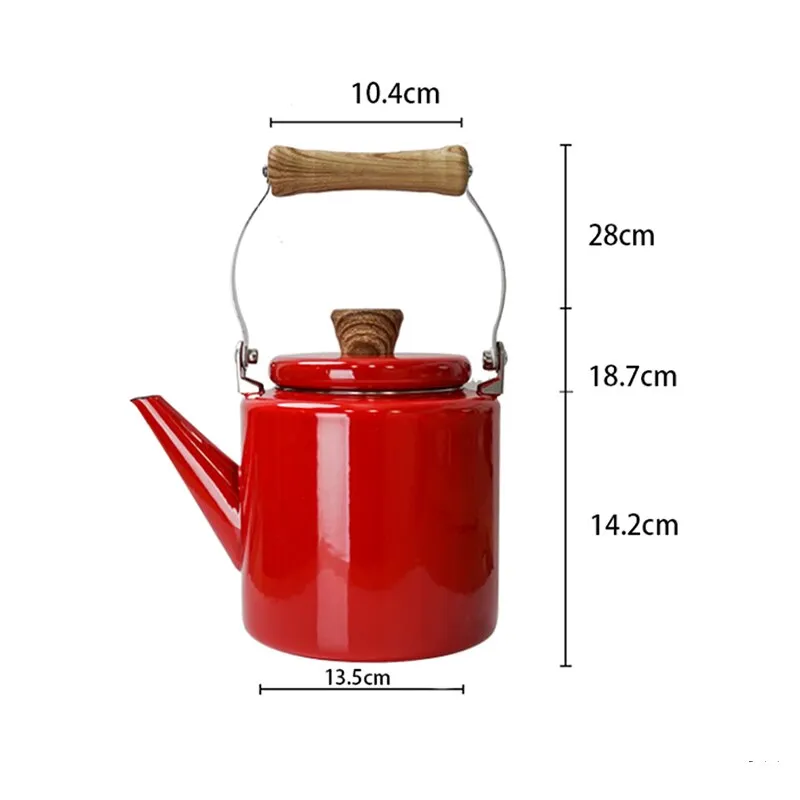 Hot Water, Tea Kettle Japanese Style Enamel 2.4 L Induction & Gas Stove Teapot Kettle