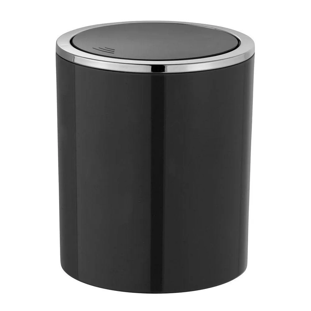 Inca 2L Rubbish Bin Black & Chrome