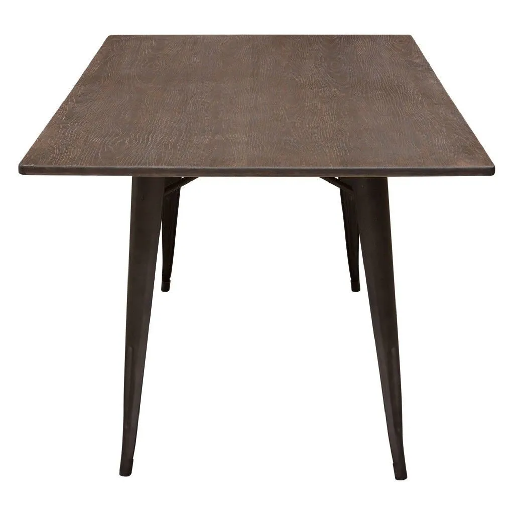 Industrial Antique Distressed Rustic Steel Metal Dining Rectangle Wood Table