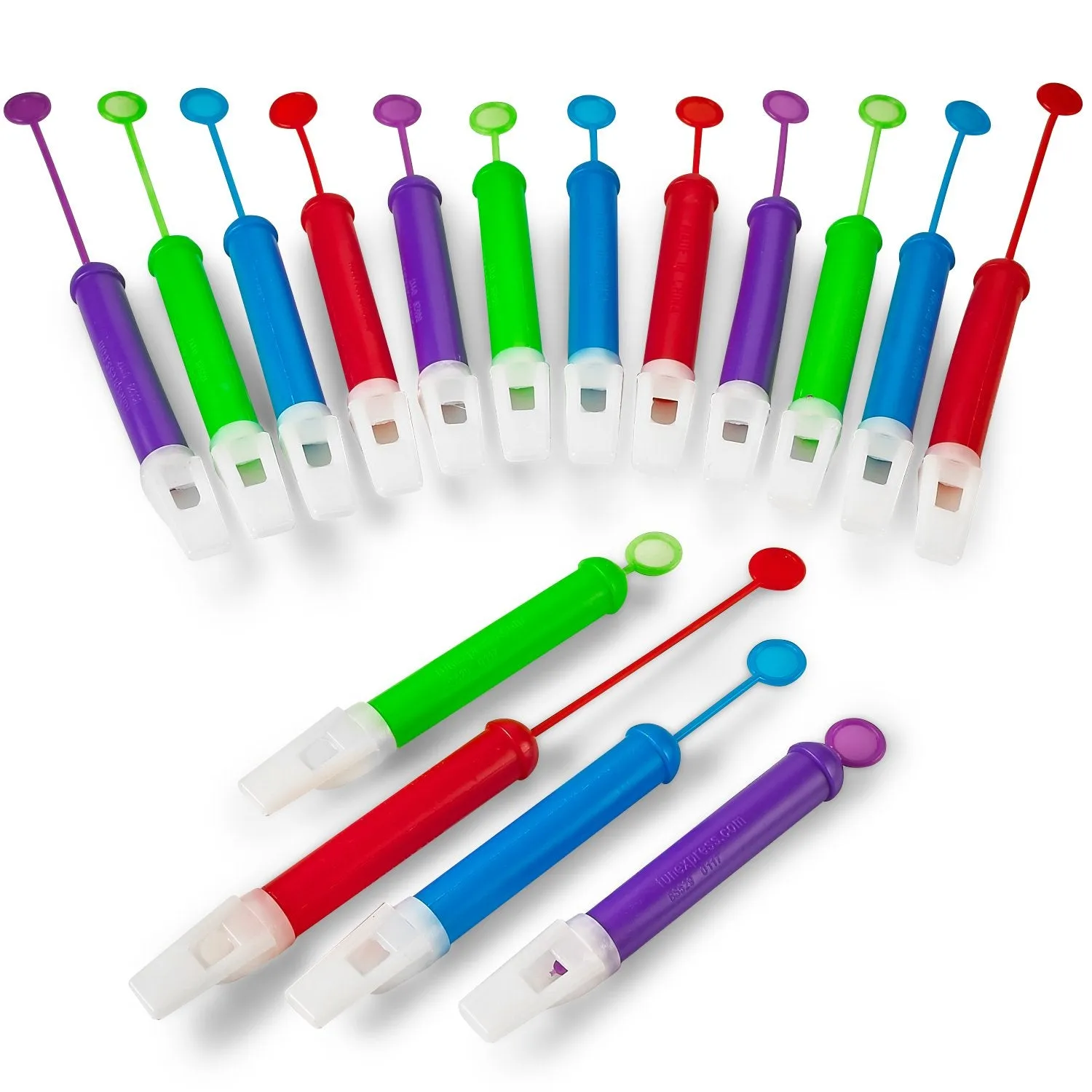 Kicko Slide Whistle Instrument - Pack of 16-4 Inch Assorted Colors Fun and Cool Noise