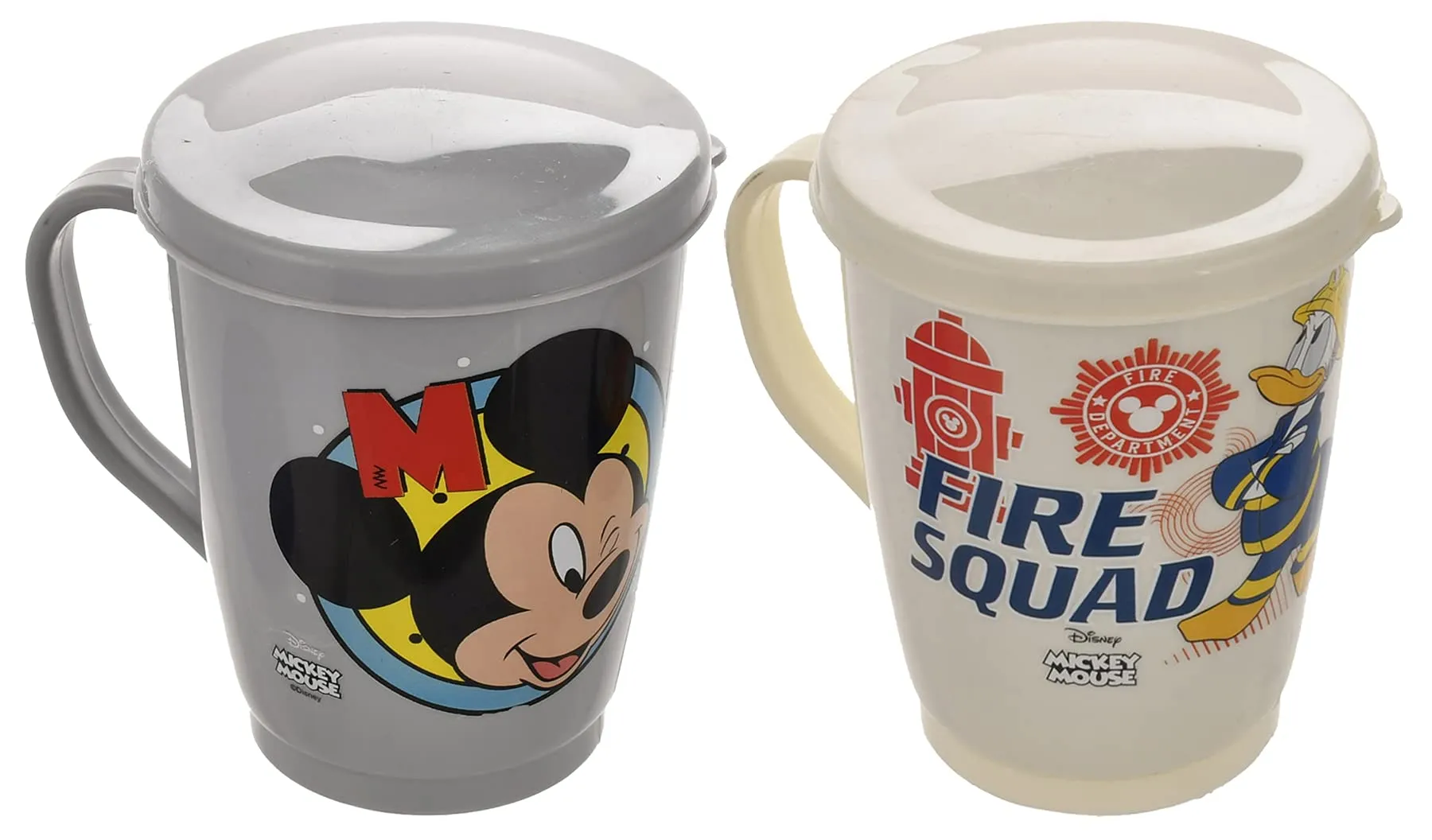 Kuber Industries Disney Printed Coffee/Tea Mug with Lid, Pack of 2 (Light Grey & Cream), Standard (HS39KUBMART023792)