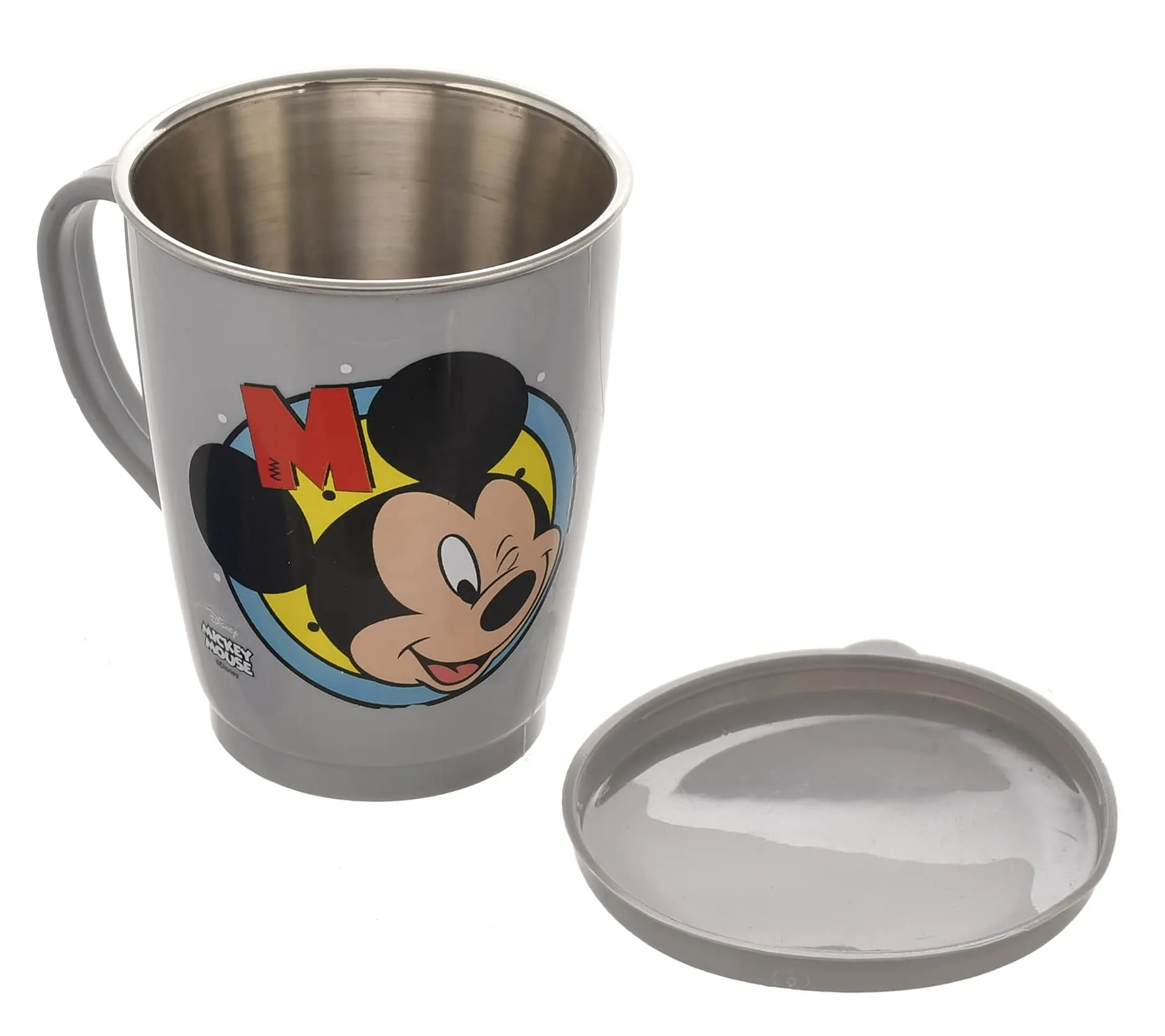 Kuber Industries Disney Printed Coffee/Tea Mug with Lid, Pack of 2 (Light Grey & Cream), Standard (HS39KUBMART023792)