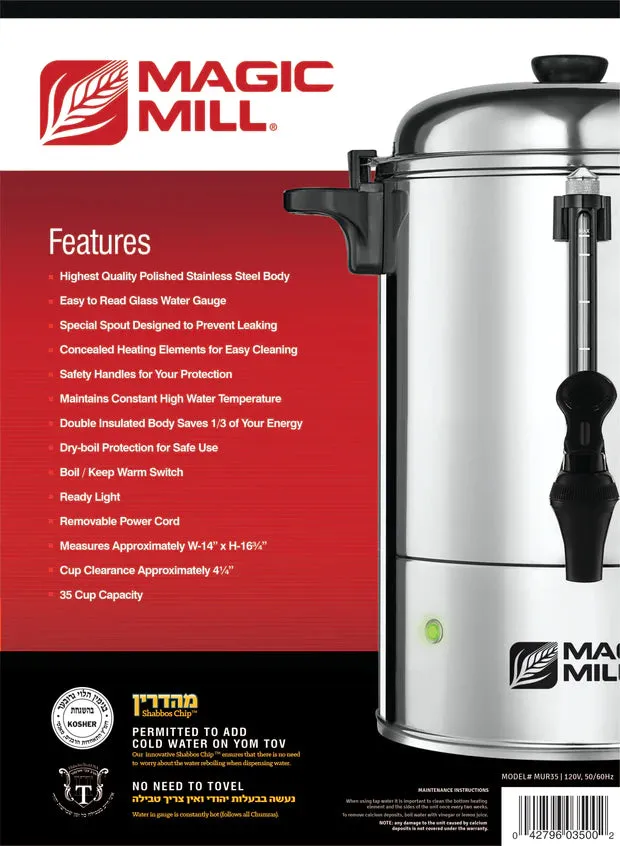 Magic Mill  Stainless Steel Hot Water Urn 35Cups