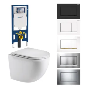 Max49 Rimless Tornado Wall Hung Toilet Package - Geberit Sigma 8 Duofix In Wall Cistern & Square Button