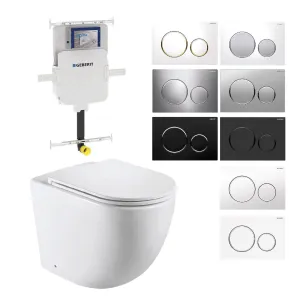 Max57 Rimless Tornado Floor Mount Toilet Pan Packaging - Geberit Sigma 8 Cistern & Round Button