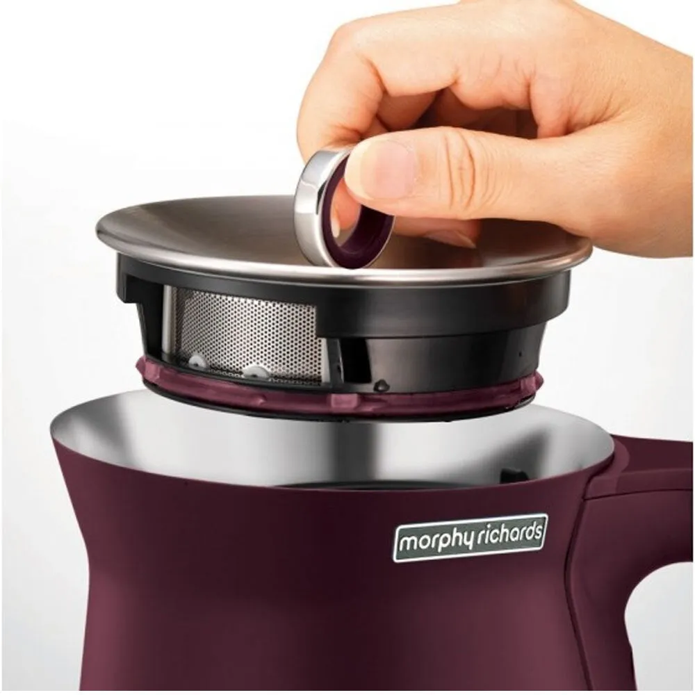 Morphy Richards 1.5L Maroon Aspect Kettle Black Chrome Base 100027