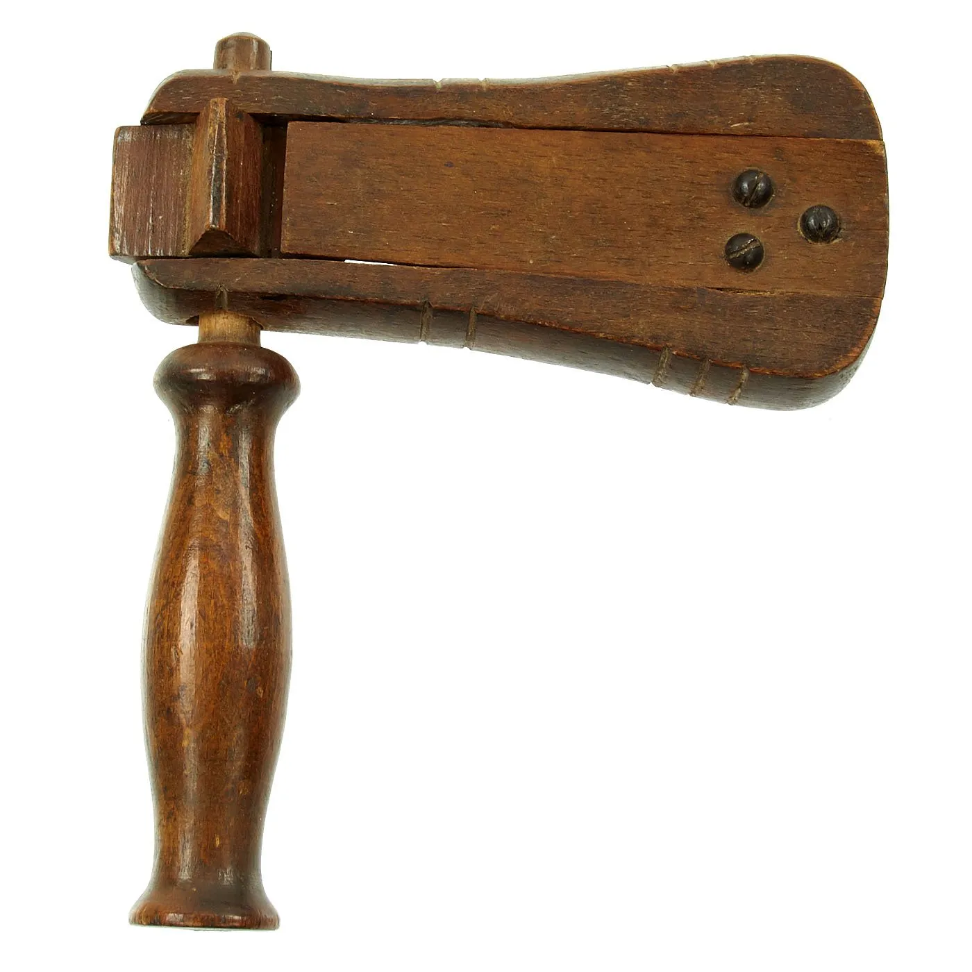 Original British WWI Diminutive Wooden Gas Alarm Rattle