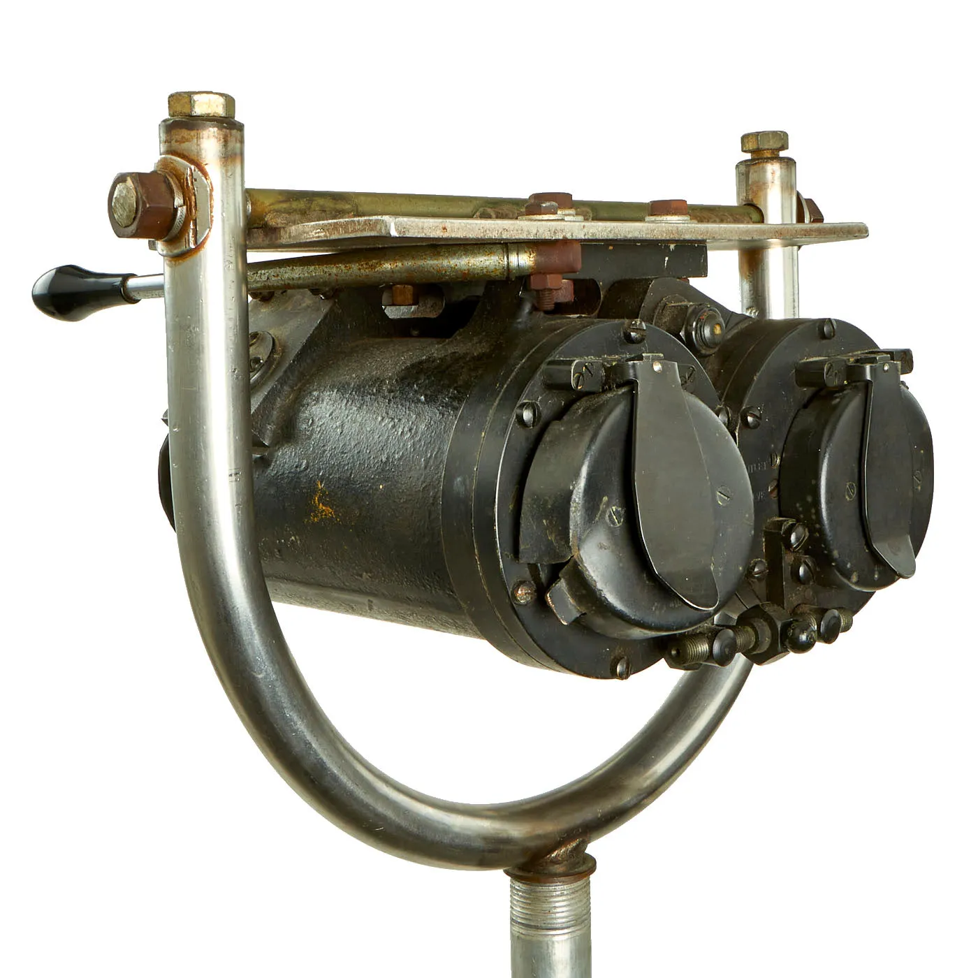 Original U.S. WWII Navy Bu. Ships Mark 91 6x50 Submarine Torpedo Targeting Binoculars by Bausch & Lomb with Custom Stand