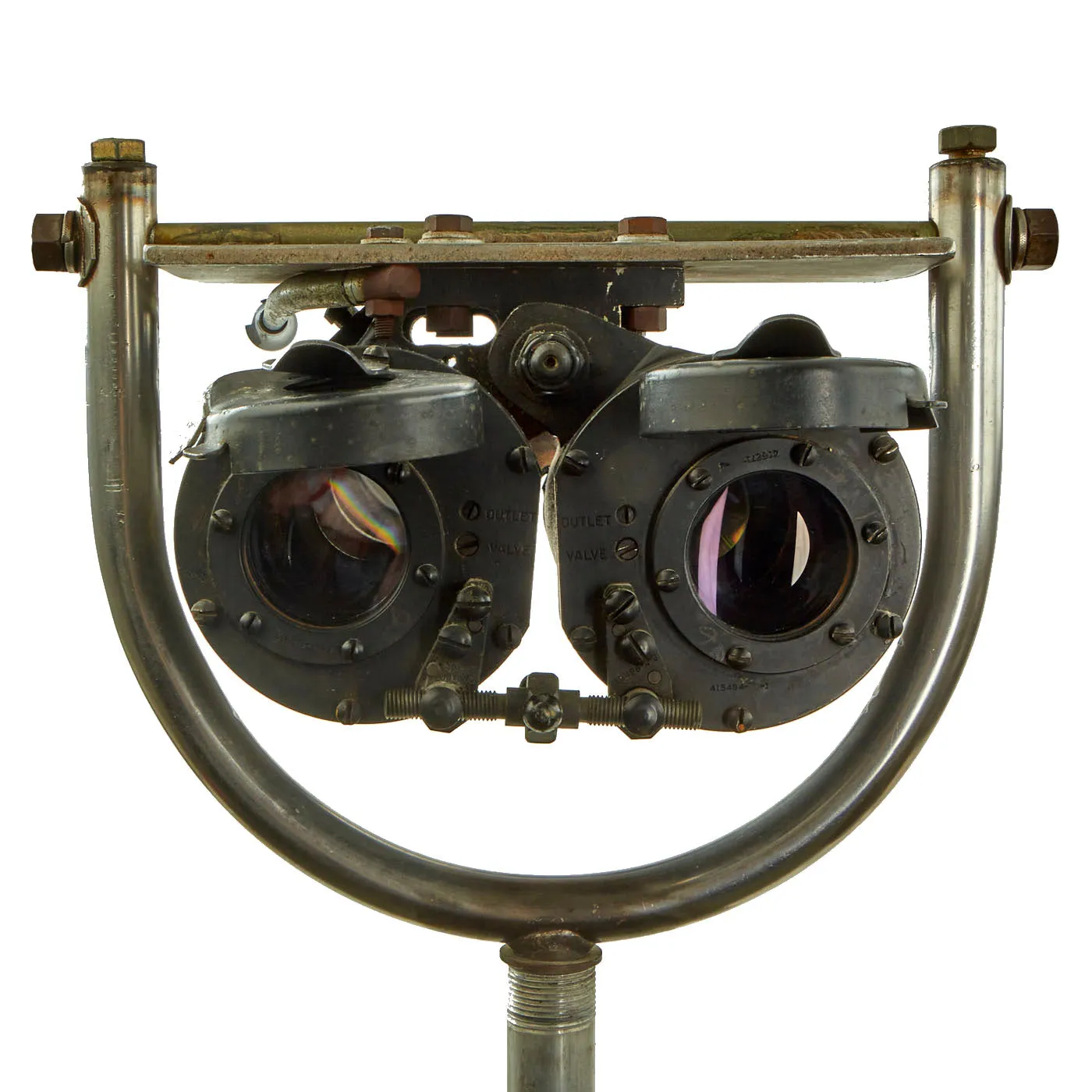 Original U.S. WWII Navy Bu. Ships Mark 91 6x50 Submarine Torpedo Targeting Binoculars by Bausch & Lomb with Custom Stand